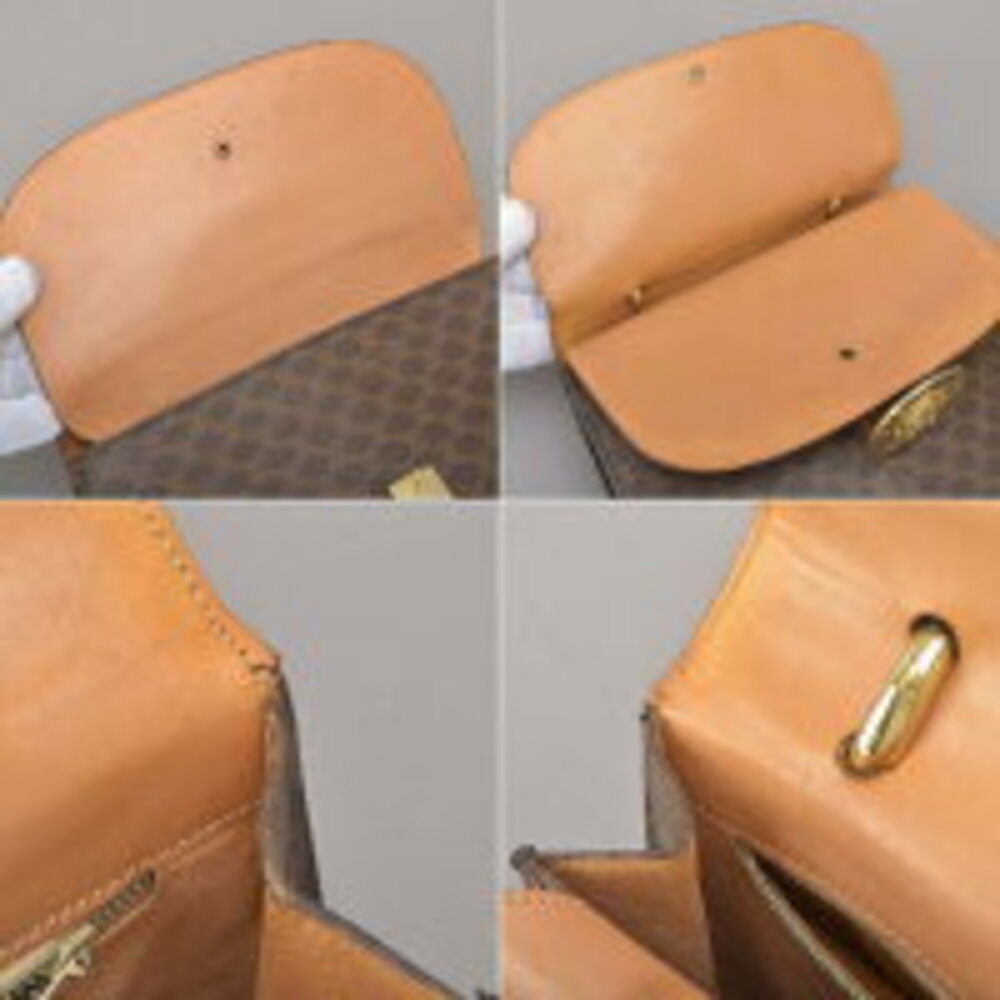 Celine Macadam handbag motif brown leather top handles globe - Picture 9 of 10